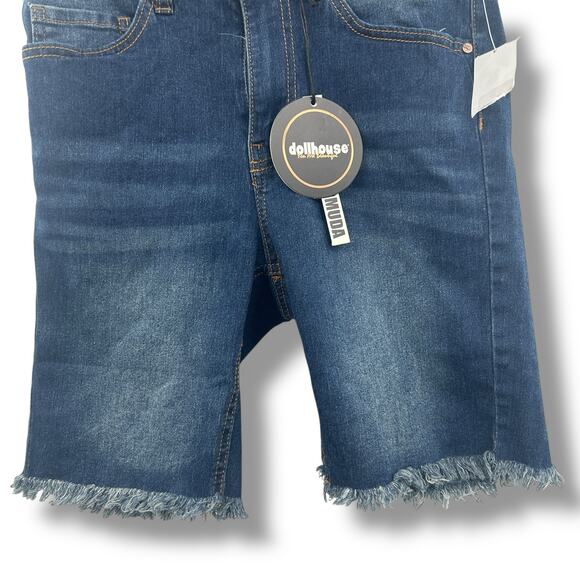 NEW Macy's Dollhouse Bermuda Shorts Size 7 / 8 Juniors Denim Long Modest Jean - Picture 2 of 6